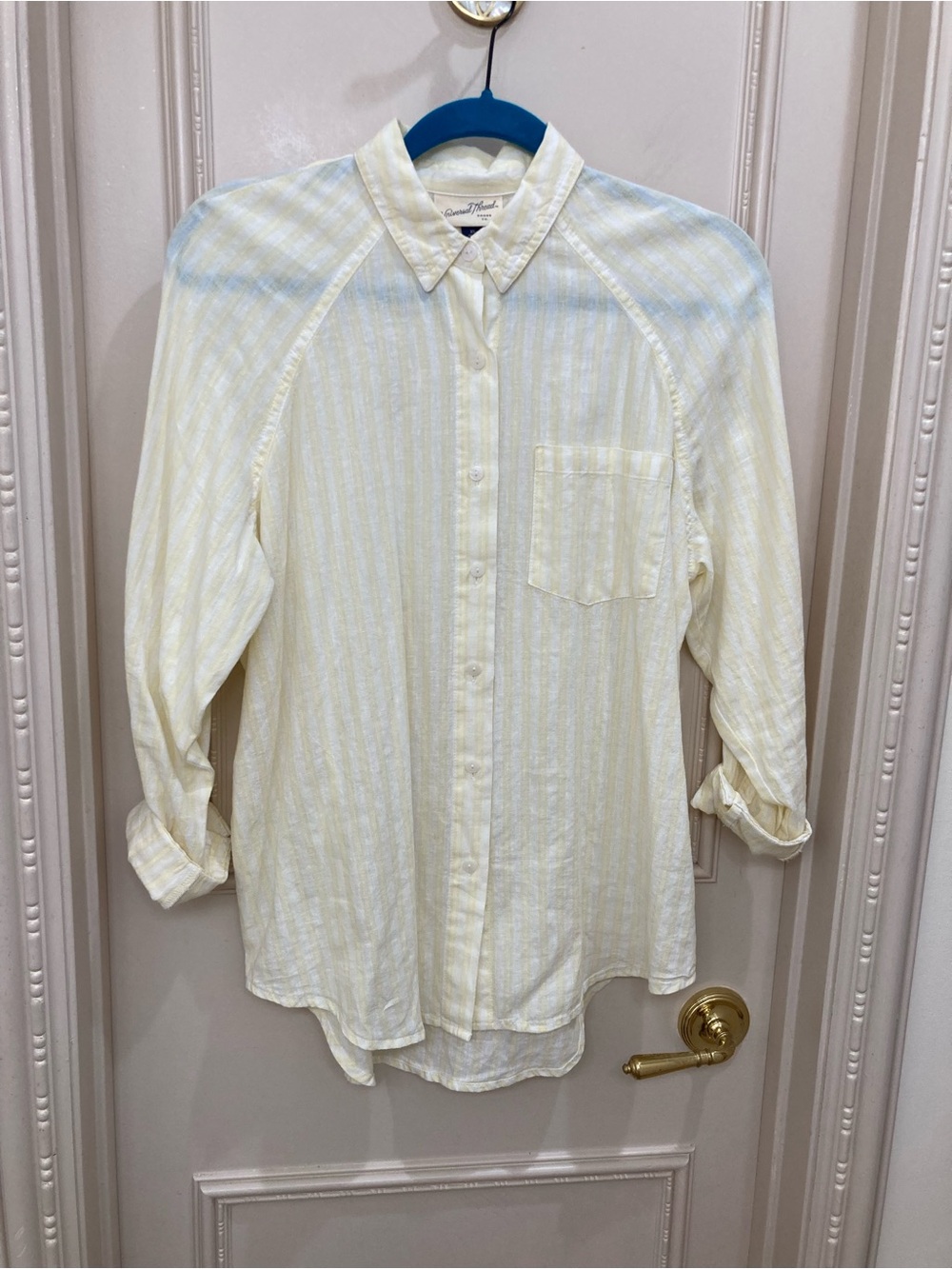 Universal Thread Light Yellow Striped Casual Button-Down Shirt